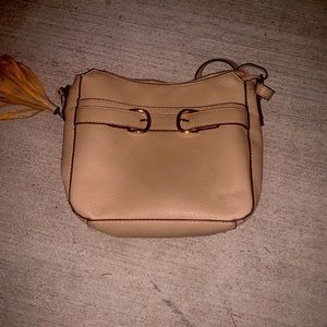 Brown leather shoulder bag